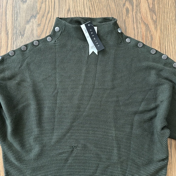 Premise Turtleneck Ribbed Sweater sz XL Women's Dolman Sleeve Hardware Green - Picture 2 of 16